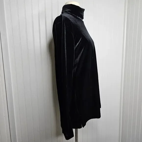 Sno Skins Women's Black Plush Velvet Turtleneck Sweater Size XL Pullover Cozy - Picture 2 of 10